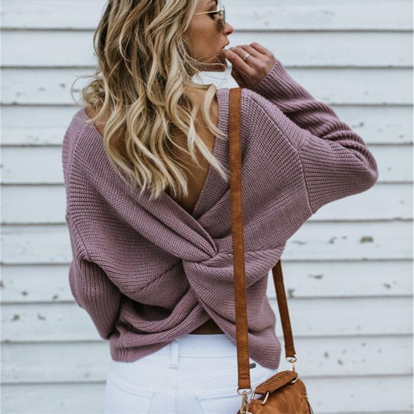 2020 new sweater women autumn winter backless cross pullover jumper knitting loose clothes female fashion winter sweater, White;black
2020 new sweater women autumn winter backless cross pullover jumper knitting loose clothes female fashion winter sweater, White;black