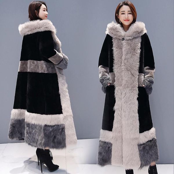 women's fur & faux female long coat winter women plus size russian velvet thickening maxi fluffy loose warm x-long overcoats, Black
women's fur & faux female long coat winter women plus size russian velvet thickening maxi fluffy loose warm x-long overcoats, Black