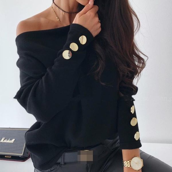 off shoulder spring button sleeve sweater office lady vintage knitted casual loose pullover cotton women black sweaters 2021, White;black
off shoulder spring button sleeve sweater office lady vintage knitted casual loose pullover cotton women black sweaters 2021, White;black