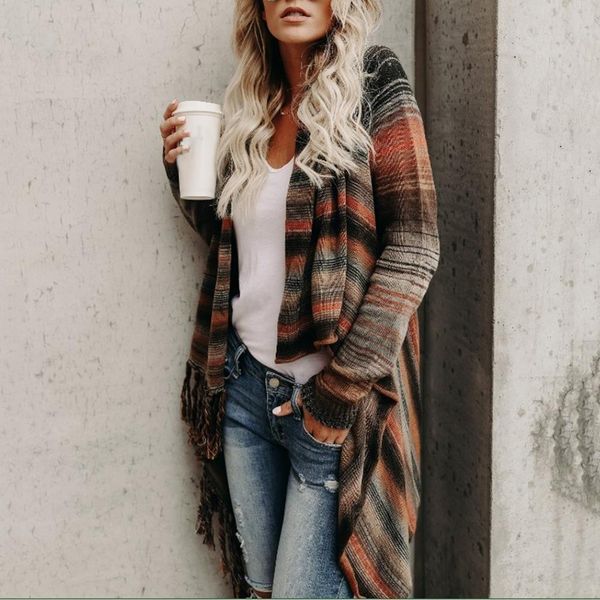 women sweater autumn winter women stripe poncho tassels shawl loose sweater cardigan coat drop shipping high quality, White;black
women sweater autumn winter women stripe poncho tassels shawl loose sweater cardigan coat drop shipping high quality, White;black