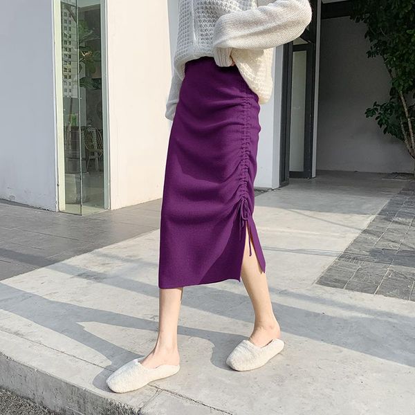 women autumn winter knitted skirts elastic high waist lace-up irregular pleated skirts women casual midi long skirt ladies, Black
women autumn winter knitted skirts elastic high waist lace-up irregular pleated skirts women casual midi long skirt ladies, Black