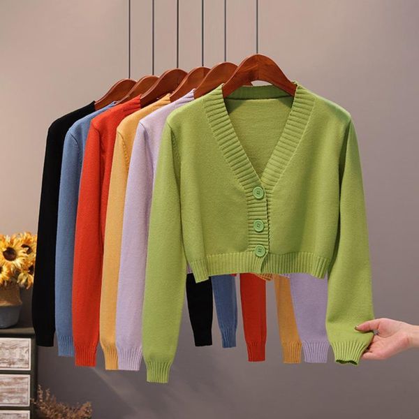v neck womens cropped cardigan sweaters 2021 autumn black white short sweater femme casual knitted cardigan coat, White;black
v neck womens cropped cardigan sweaters 2021 autumn black white short sweater femme casual knitted cardigan coat, White;black