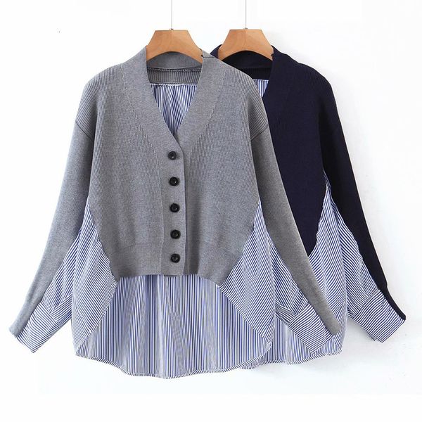 2021 spring autumn women cardigans sweaters new stripe splicing sweater casual long sleeve female elegant outwear kjq3, White;black
2021 spring autumn women cardigans sweaters new stripe splicing sweater casual long sleeve female elegant outwear kjq3, White;black