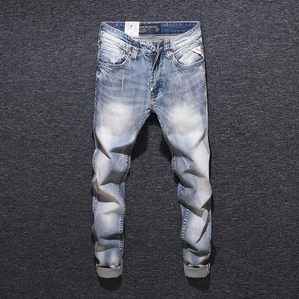fashion streetwear men jeans light blue elastic vintage designer jeans men white wash italian style classical slim homme
fashion streetwear men jeans light blue elastic vintage designer jeans men white wash italian style classical slim homme