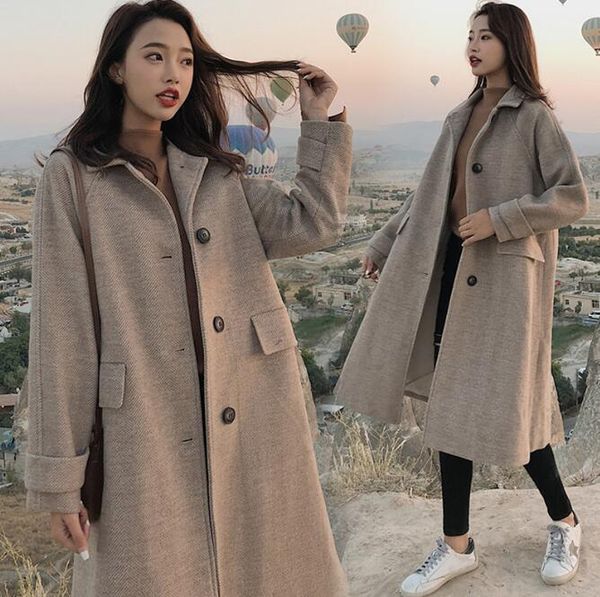 2020 autumn winter wool coat female loose long windbreaker coats womens thickened warm woolen blend overcoat mujer basic outwear1, Black
2020 autumn winter wool coat female loose long windbreaker coats womens thickened warm woolen blend overcoat mujer basic outwear1, Black
