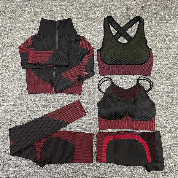 yoga outfits 2/3/5pcs seamless women zipper set workout sportswear gym clothing fitness long sleeve crop high waist leggings sports, White;red
yoga outfits 2/3/5pcs seamless women zipper set workout sportswear gym clothing fitness long sleeve crop high waist leggings sports, White;red