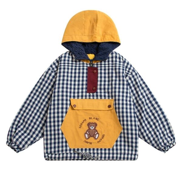 women winter thick parkas coats warm cotton padded coat velvet lamb jacket hooded outwear cute bear plaid girl loose overcoats 201019, Black
women winter thick parkas coats warm cotton padded coat velvet lamb jacket hooded outwear cute bear plaid girl loose overcoats 201019, Black