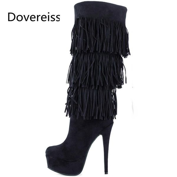 dovereiss fashion women's shoes winter pointed toe fringed zipper new platform stilettos heels knee high boots 35-47, Black
dovereiss fashion women's shoes winter pointed toe fringed zipper new platform stilettos heels knee high boots 35-47, Black
