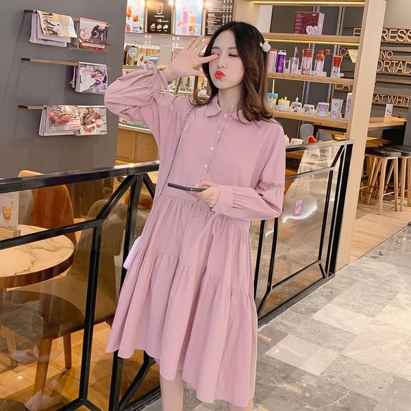 long sleeve loose pregnant women dress autumn irregular turn-down collar button maternity cotton dress pregnancy linen, White
long sleeve loose pregnant women dress autumn irregular turn-down collar button maternity cotton dress pregnancy linen, White