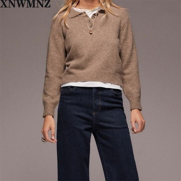 xnwmnz za women vintage knit polo sweater shirt collar long sleeves polo-style button female casual 201221, White;black
xnwmnz za women vintage knit polo sweater shirt collar long sleeves polo-style button female casual 201221, White;black