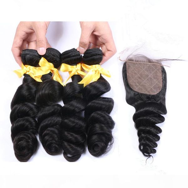 loose wave virgin indian human hair bundles deals 4pcs with 4x4 silk base closure 5pcs lot wavy hair weaves with silk closure, Black;brown
loose wave virgin indian human hair bundles deals 4pcs with 4x4 silk base closure 5pcs lot wavy hair weaves with silk closure, Black;brown
