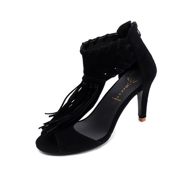 dress shoes high heels sandals 2021 women cover heel fringe decoration european beauty style large size 35-43 lady, Black
dress shoes high heels sandals 2021 women cover heel fringe decoration european beauty style large size 35-43 lady, Black