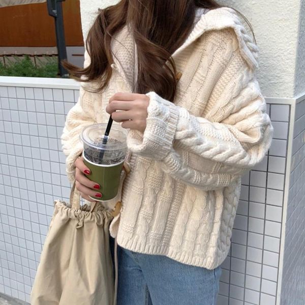 women's knits & tees 2021 arrival casual solid color twist sweater women's loose lapel outwear sweet style long sleeve knit cardig, White
women's knits & tees 2021 arrival casual solid color twist sweater women's loose lapel outwear sweet style long sleeve knit cardig, White