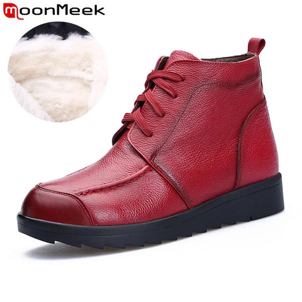 moonmeek 2020 new winter genuine leather boots round toe lace up ladies ankle boots wool keep warm snow women size 35-41, Black
moonmeek 2020 new winter genuine leather boots round toe lace up ladies ankle boots wool keep warm snow women size 35-41, Black