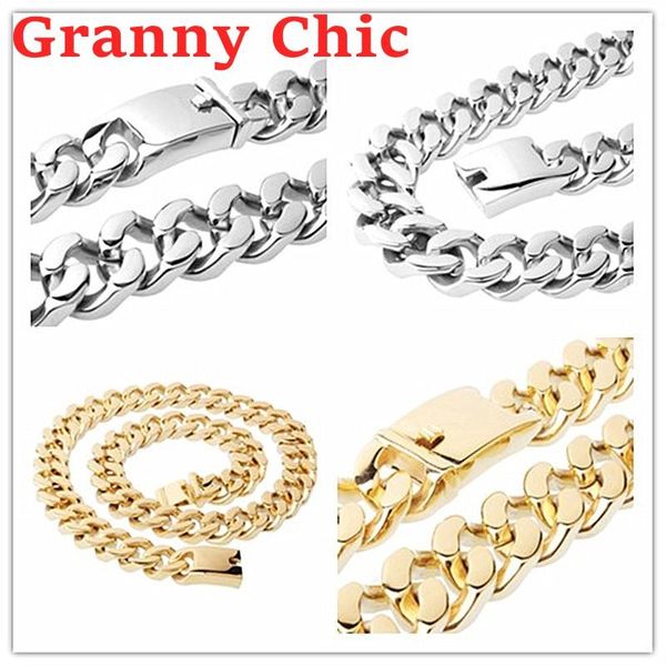 granny chic men's chain 316l stainless steel necklace or bracelet for women men silver gold curb cuban link hiphop jewelry
granny chic men's chain 316l stainless steel necklace or bracelet for women men silver gold curb cuban link hiphop jewelry