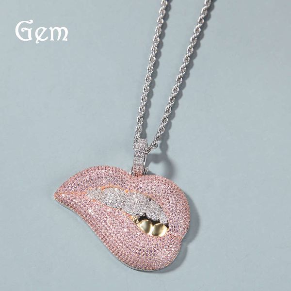 gumeng jewelry new lip biting hip hop pendant necklace micro inlaid powder zirconium trendy necklace, Silver
gumeng jewelry new lip biting hip hop pendant necklace micro inlaid powder zirconium trendy necklace, Silver