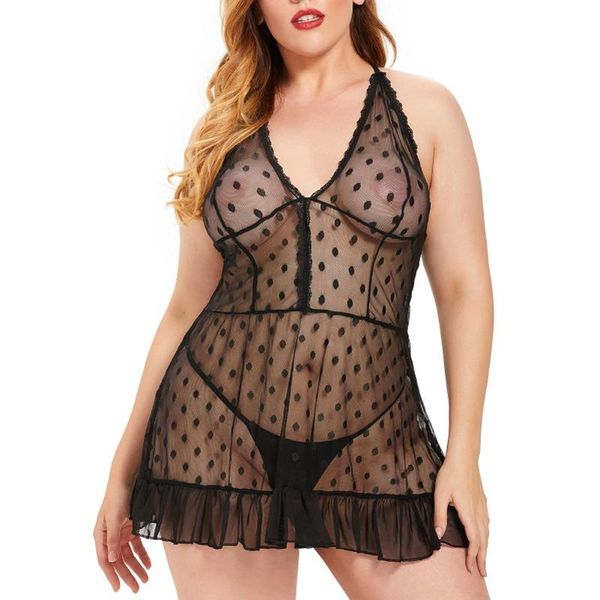 lady's large size see-through lace polka dot lingerie black sling nightdress mesh thong toy for pleasantness plus cloth, Red;black
lady's large size see-through lace polka dot lingerie black sling nightdress mesh thong toy for pleasantness plus cloth, Red;black