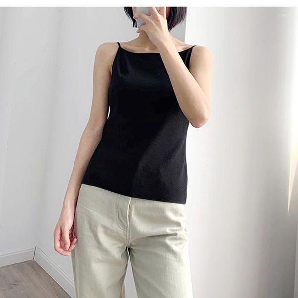 women's knitted camisole 2020 new summer lady sling backless vest female bottoming simple tank, White
women's knitted camisole 2020 new summer lady sling backless vest female bottoming simple tank, White