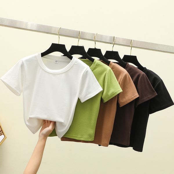 2021 new simple casual mode cotton sheer colour pure female shirt short summer tight navel high waist 90pb, White
2021 new simple casual mode cotton sheer colour pure female shirt short summer tight navel high waist 90pb, White