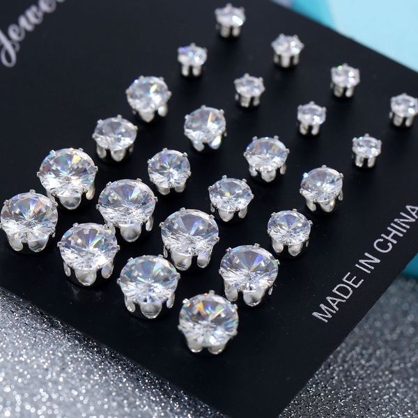 12 pairs / of aaa round six-claw shiny wedding stud earrings, women's men's crystal jewelry earrings set studs, Black
12 pairs / of aaa round six-claw shiny wedding stud earrings, women's men's crystal jewelry earrings set studs, Black