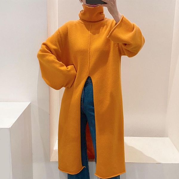 2021 korea's orange-colored white high-necked warm loose-fitting design knitted sweater pullover dress, White;black
2021 korea's orange-colored white high-necked warm loose-fitting design knitted sweater pullover dress, White;black