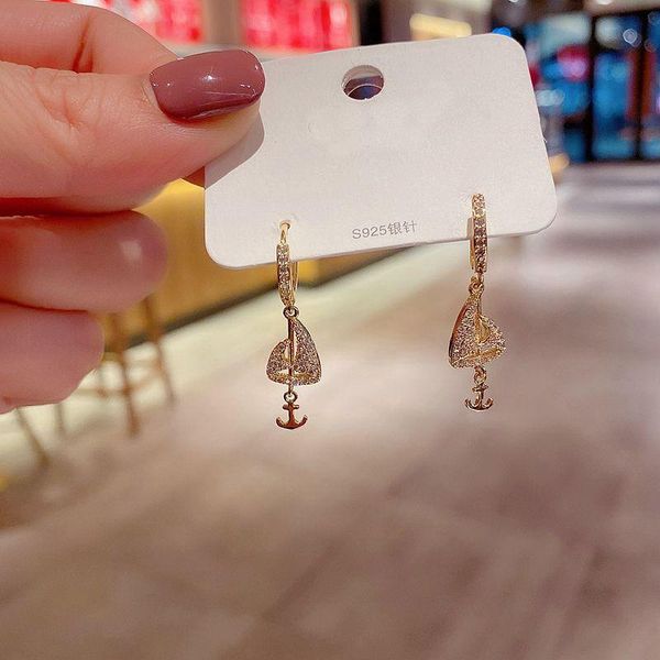 dangle & chandelier high end gold color anchor sailing boat drop earrings for women trendy cubic zirconia jewelry, Silver
dangle & chandelier high end gold color anchor sailing boat drop earrings for women trendy cubic zirconia jewelry, Silver