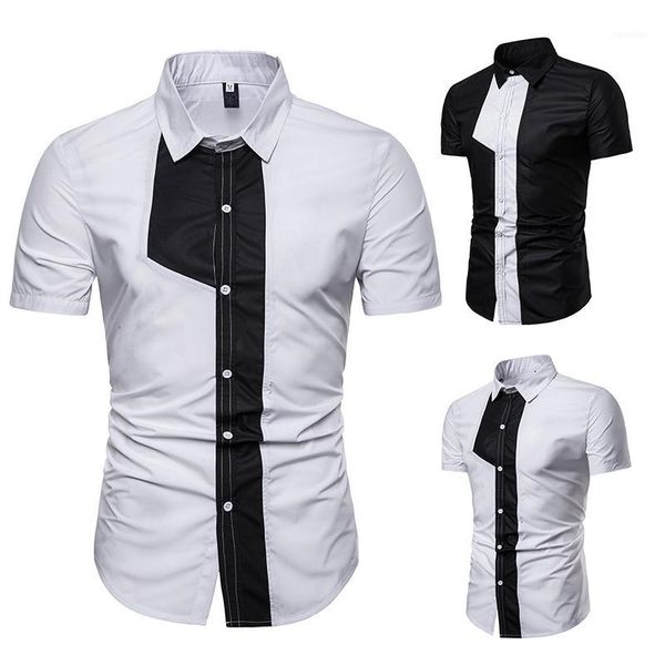 men's shirt fashion front matching men's casual short sleeve shirt1, White;black
men's shirt fashion front matching men's casual short sleeve shirt1, White;black