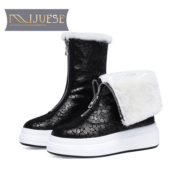 mljuese 2020 women snow boots sheepskin rome style zippers winter warm wool platform boots women ankle size 33-40, Black
mljuese 2020 women snow boots sheepskin rome style zippers winter warm wool platform boots women ankle size 33-40, Black