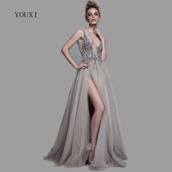 deep v-neck side split long evening dress 2020 new arrivals backless sparkly high slit see through abendkleider lang c1111, Black;pink
deep v-neck side split long evening dress 2020 new arrivals backless sparkly high slit see through abendkleider lang c1111, Black;pink