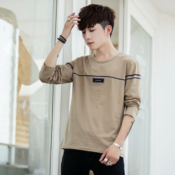spring and autumn new long t-shirt for young men korean slim round collar versatile men's base shirt fashion, White;black
spring and autumn new long t-shirt for young men korean slim round collar versatile men's base shirt fashion, White;black