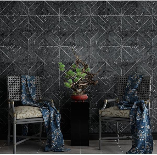 new chinese style vintage black gray brick stone wallpaper embossed restaurant l living room geometric wall paper roll
new chinese style vintage black gray brick stone wallpaper embossed restaurant l living room geometric wall paper roll