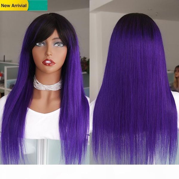 purple ombre human hair wig with front bang for black women long straight raw indian remy glueless lace wigs machine made colored wig, Black;brown
purple ombre human hair wig with front bang for black women long straight raw indian remy glueless lace wigs machine made colored wig, Black;brown