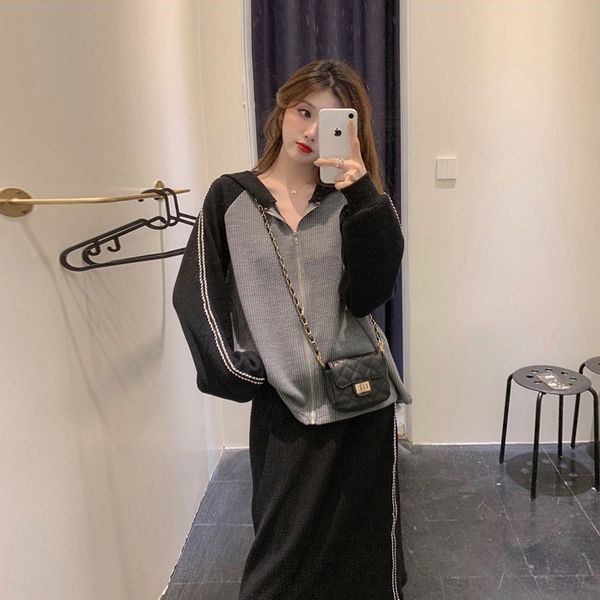 urrod 2020 new autumn suit women's fashion style thin hooded high waist skirt rqfep korean sweater sweater two-piece set elegant, Gray
urrod 2020 new autumn suit women's fashion style thin hooded high waist skirt rqfep korean sweater sweater two-piece set elegant, Gray
