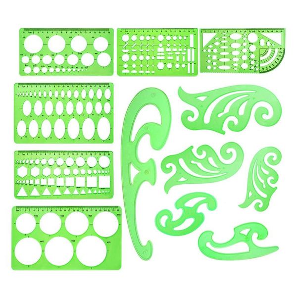 12 Pcs Geometric Drawing Stencil Measuring Rulers French Curve Templates Rulers For Drawing Studying Drafting