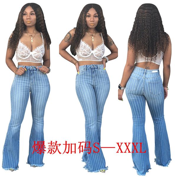 2021 new fashion women high waist striped breeches denim jeans with high-waisted brim pants kjwt, Blue
2021 new fashion women high waist striped breeches denim jeans with high-waisted brim pants kjwt, Blue