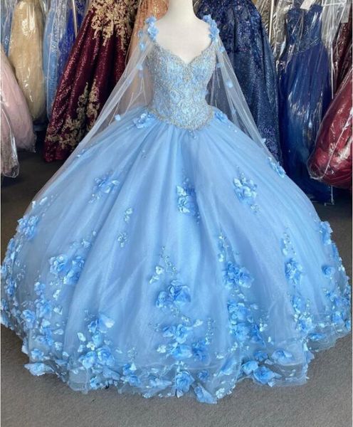 sky blue quinceanera dresses with cape sequins beads 3d flowers backless sweet 16 dress princess ball gown vestidos de 15 años, Blue;red
sky blue quinceanera dresses with cape sequins beads 3d flowers backless sweet 16 dress princess ball gown vestidos de 15 años, Blue;red