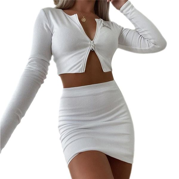 women's spring letter printed sets long sleeve double-head zipper cropped +high-waist skirt knitting clothes suits, Gray
women's spring letter printed sets long sleeve double-head zipper cropped +high-waist skirt knitting clothes suits, Gray