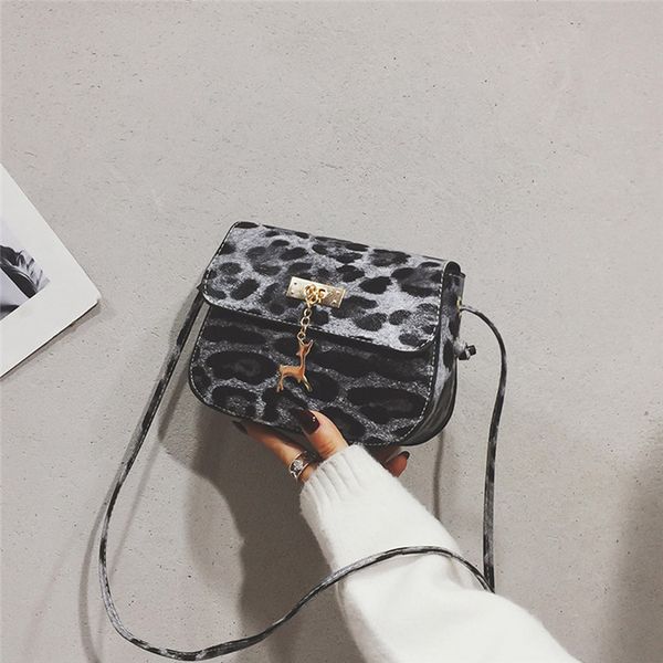leopard print cross body bags for women ladies handbags purses chains patent leather casual small shoulder bag #40
