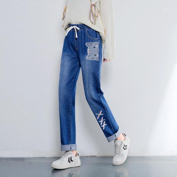 sweet cute holle kitty embroidery harem girls denim jeans harajuku cotton elastic belt mid-rise women jeans wide leg pants1, Blue
sweet cute holle kitty embroidery harem girls denim jeans harajuku cotton elastic belt mid-rise women jeans wide leg pants1, Blue