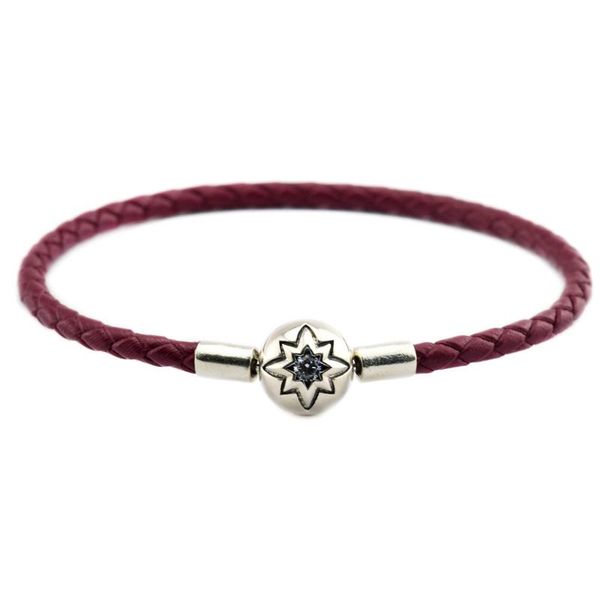 link, chain fashion red wine leather bracelets authentic 925 sterling silver clasp diy suitable for european beads and charms, Black
link, chain fashion red wine leather bracelets authentic 925 sterling silver clasp diy suitable for european beads and charms, Black