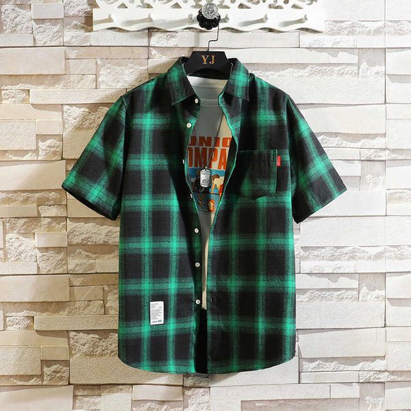 men's plaid shirt loose cotton shirts for men short sleeved summer casual check print social blouse male size 3xl, White;black
men's plaid shirt loose cotton shirts for men short sleeved summer casual check print social blouse male size 3xl, White;black