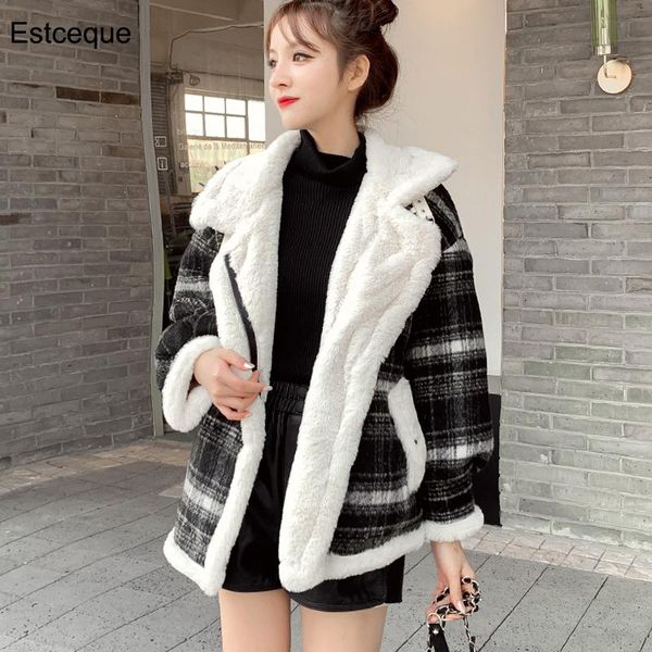 thick lamb wool coat women's short winter new plaid woolen coat plush warm stand collar cotton female, Black
thick lamb wool coat women's short winter new plaid woolen coat plush warm stand collar cotton female, Black
