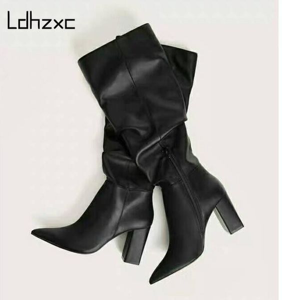 ldhzxc 2020 cowboy western knee high boots women pointed toe pleated european style autumn winter boots thick high heels woman, Black 
ldhzxc 2020 cowboy western knee high boots women pointed toe pleated european style autumn winter boots thick high heels woman, Black