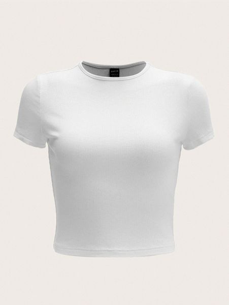 solid rib-knit tee z2ro#, White