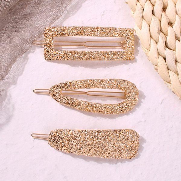 3 pcs/set fashion alloy texture geometric hair clip simple women headwear hairpin girls lady barrette hair accessories lx9d, Golden;silver 
3 pcs/set fashion alloy texture geometric hair clip simple women headwear hairpin girls lady barrette hair accessories lx9d, Golden;silver