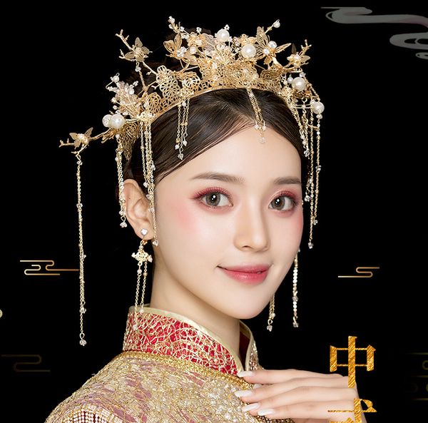 2020 new antique chinese gold round bride tiara show red antique hair decoration wedding hair accessories, Golden;silver
2020 new antique chinese gold round bride tiara show red antique hair decoration wedding hair accessories, Golden;silver