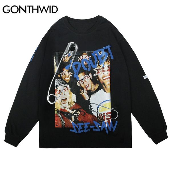 long sleeve cotton tees shirts streetwear hip hop harajuku creative poster pin print casual loose tshirts hipster, White;black
long sleeve cotton tees shirts streetwear hip hop harajuku creative poster pin print casual loose tshirts hipster, White;black