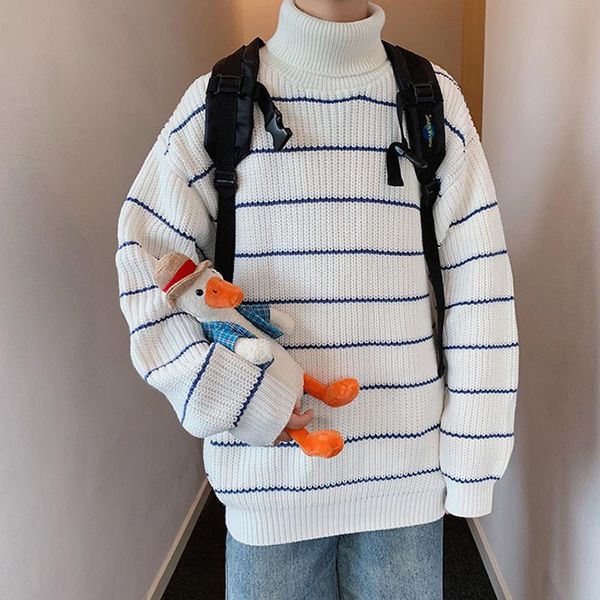 turtleneck men's sweater casual oversize autumn winter clothes large size korean style striped men sweaters with high neck 2020, White;black
turtleneck men's sweater casual oversize autumn winter clothes large size korean style striped men sweaters with high neck 2020, White;black