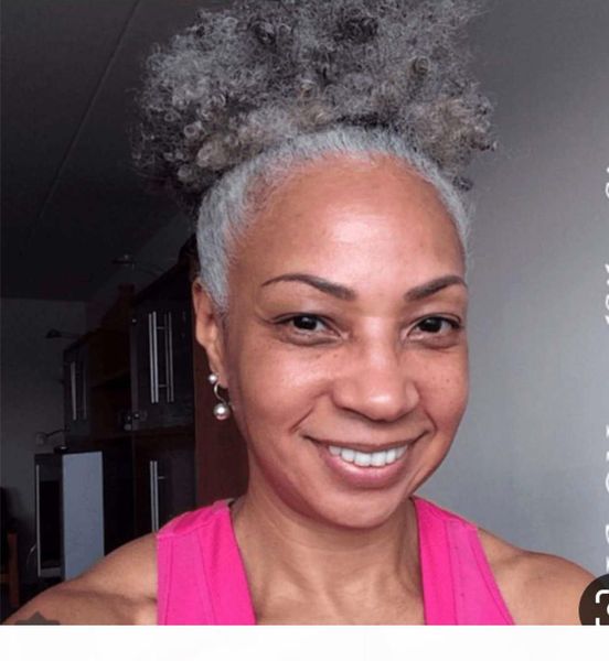 silver curly short high kinky grey hair bun updo human puff ponytail real hair human hair pony tail 120g 14inch, Black
silver curly short high kinky grey hair bun updo human puff ponytail real hair human hair pony tail 120g 14inch, Black