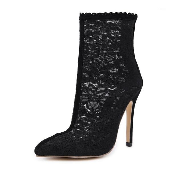 the european and american wind ms short boots new spring pointed bud silk gauze stilettos1, Black
the european and american wind ms short boots new spring pointed bud silk gauze stilettos1, Black